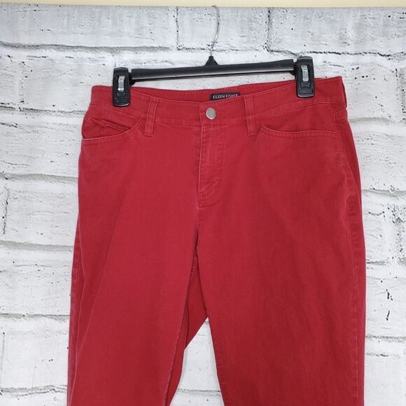 Eileen Fisher red ankle pants jeans size 8 - Picture 7 of 7